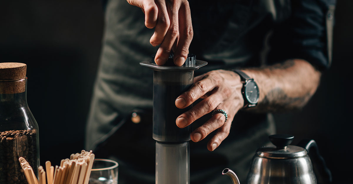 Photo of an AeroPress coffee brew, Brews with a Twist